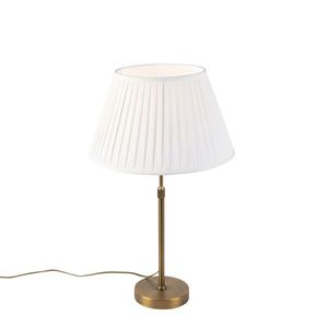 Stolní lampa bronzová splisovaným stínítkem bílým 35 cm - Parte obraz