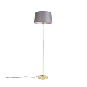 Stojací lampa zlatá/mosazná s šedým lněným stínítkem 45 cm - Parte obraz