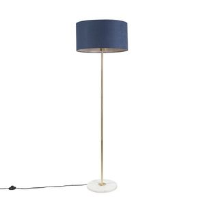 Stojací lampa mosazná s modrým stínítkem 50 cm - Kaso obraz