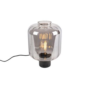 Designová stolní lampa černá s kouřovým sklem - Dome obraz