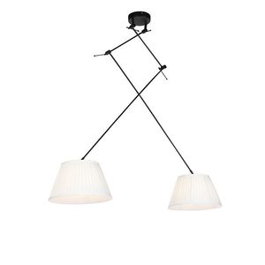 Závěsné svítidlo černé splisovanými stínidly krémové 35 cm 2-světlo - Blitz obraz