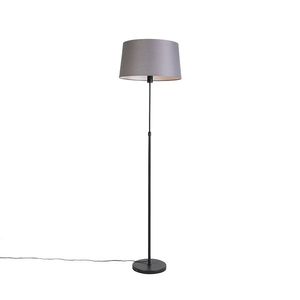 Stojací lampa černá stmavě šedým lněným stínítkem 45 cm - Parte obraz