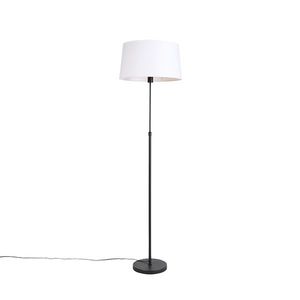 Stojací lampa černá s bílým lněným stínítkem 45 cm nastavitelná - Parte obraz