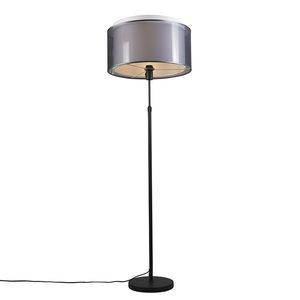Stojací lampa černá s černým/bílým stínítkem 47 cm nastavitelná - Parte obraz