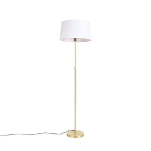 Stojací lampa zlatá/mosazná s bílým lněným stínítkem 45 cm - Parte obraz