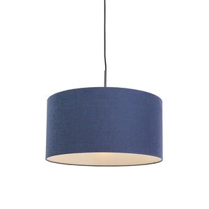 Moderní závěsné svítidlo černé santikorozním modrým stínítkem 50 cm - Combi 1 obraz