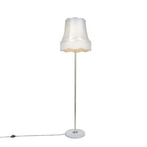 Retro stojací lampa mosazná sgranny stínidlem krémovým 45 cm - Kaso obraz