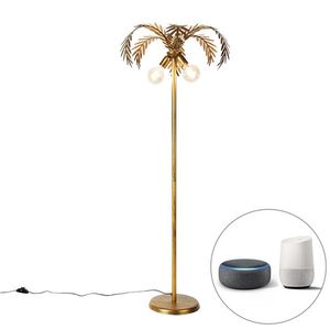 Chytrá stojací lampa zlatá 156 cm vč. 2 Wifi G95 - Botanica obraz