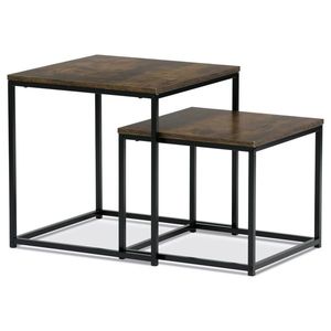 Set 2 ks odkládacích stolků REMVON, old wood, černý lak obraz