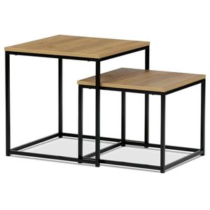 Set 2 ks odkládacích stolků REMVON, divoký dub, černý lak obraz
