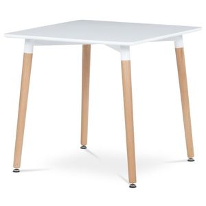 Jídelní stůl QUINYORZOR 80x80, bílý matný lak, dřevěné nohy obraz