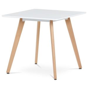 Jídelní stůl MORZANAR 80x80, bílý matný lak, masiv buk obraz
