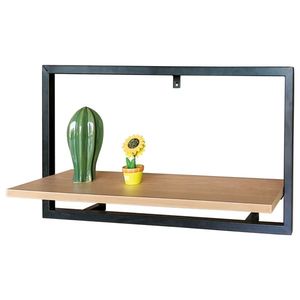 Nástěnná polička YORARHAL 65x20 cm, dub, černý kov obraz