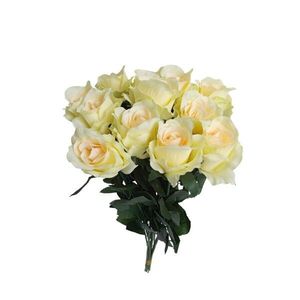 Kytice růže krémová se zel. okraji, 12 ks, v. 65 cm obraz