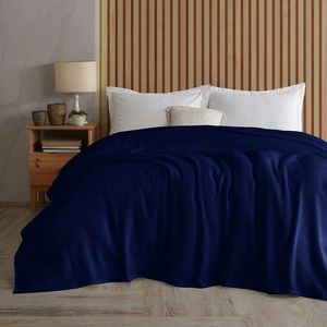 4Home Bavlněný přehoz na postel Claire navy, 220 x 240 cm obraz