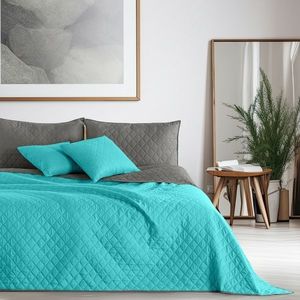 DecoKing Přehoz na postel Axel šedá, tyrkysová, 220 x 240 cm, 220 x 240 cm obraz
