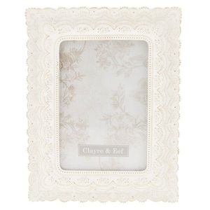 Bílý fotorámeček s květy - 16*2*21 cm / 10*15 cm 2F0566 obraz