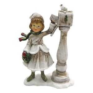 Dekorace dítě u poštovní schránky s dopisem - 8*4*12 cm 6PR2789 obraz