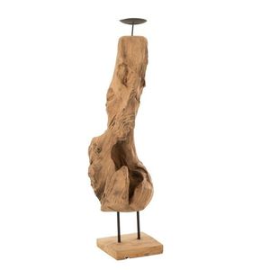 Dřevěný svícen v přírodním tvaru z teakového dřeva Trun M - 15*15*70 cm 11301 obraz