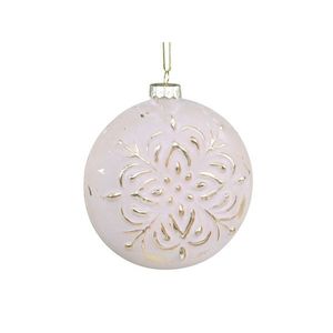 Pudrovo - zlatá placatá skleněná vánoční koule - 8*3*11cm 51923-07 obraz