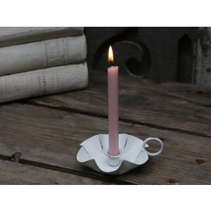 Bílý antik svícen na úzkou svíčku Flower - Ø 9cm 64012801 (64128-01) obraz
