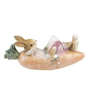 Dekorace králík v mrkvi čte knihu - 14*5*6 cm 6PR3553 obraz