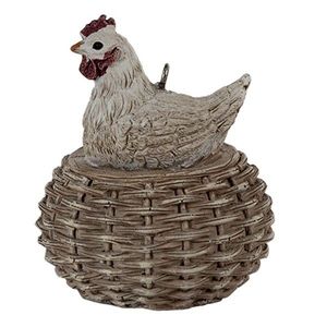 Závěsná dekorace slepička na košíčku - 5*5*6 cm 6PR3555 obraz