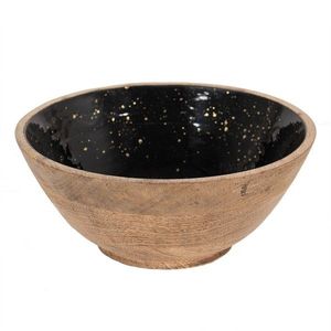 Dřevěná servírovací mísa s černým vnitřkem - Ø 25*10 cm 6H2248 obraz