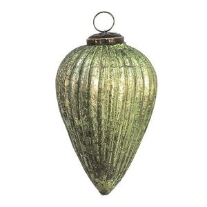 Zelená vánoční skleněná ozdoba špičatá baňka Chanel XL - Ø 9*14 cm 6GL3666 obraz
