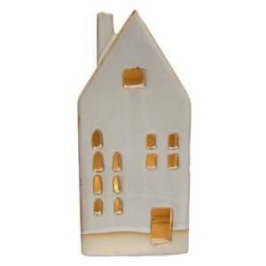 Béžový porcelánový domek s LED světýlky Chrie - 8*5*18 cm 6CE1504 obraz