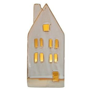 Béžový porcelánový domek s LED světýlky Chrie - 7*6*15 cm 6CE1505 obraz