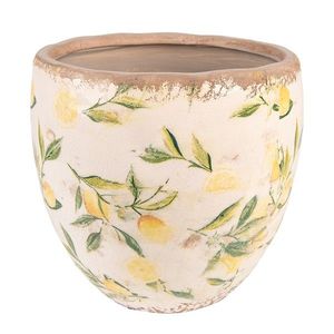 Béžový keramický obal na květináč s citróny Lemonio L - Ø19*19 cm 6CE1529L obraz