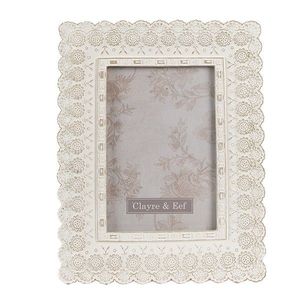 Bílý antik fotorámeček s romantickými květy - 16*2*21 cm / 10*15 cm 2F0940 obraz