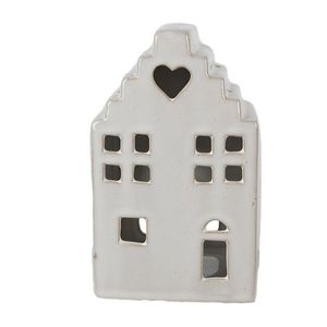 Béžový porcelánový domek svícen na čajovou svíčku Christmas House L - 10*9*17 cm 6CE1588L obraz