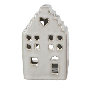 Béžový porcelánový domek svícen na čajovou svíčku Christmas House S - 7*6*11 cm 6CE1588S obraz
