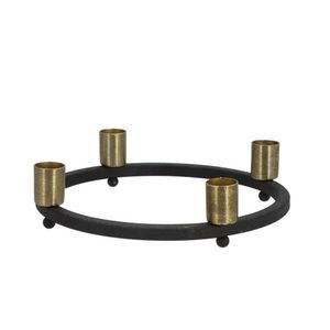 Černo - zlatý antik kovový svícen na 4 svíčky Ariana black/gold - Ø 20*5 cm 870672 obraz