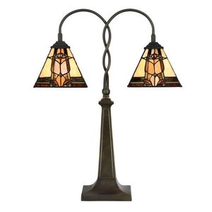 Béžovo-hnědá stolní lampa tiffany Bernadette I - 48*19*66 cm E27/ 2*40W 5LL-6322 obraz