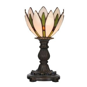 Bílo-hnědá stolní lampa tiffany Gemmnia - Ø 18*30 cm E14/ 1*25W 5LL-6327 obraz