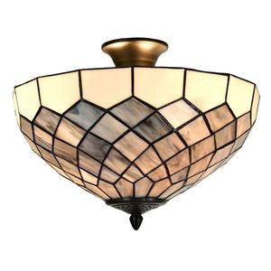 Bílo-šedá stropní lampa Tiffany Paulette - Ø 41*24 cm E14/ 2*40W 5LL-6331 obraz