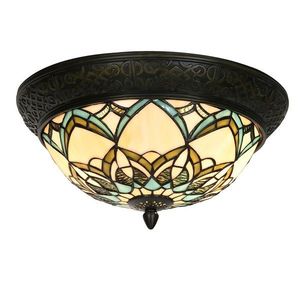 Béžovo-hnědá stropní lampa Tiffany Delafosse - Ø 37*19 cm E14/ 2*40W 5LL-6335 obraz