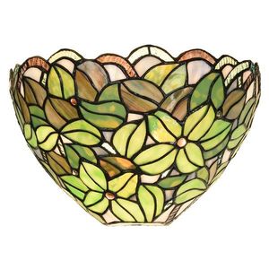 Zelená nástěnná lampa s květy Tiffany Tremblay - 30*15*18 cm E14/ 1*40W 5LL-6342 obraz