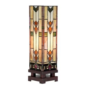 Béžovo-hnědá stolní tiffany lampa Claire - 15*15*54 cm E27/max 1*60W 5LL-6353 obraz