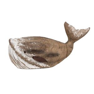Hnědo-bílá dřevěná dekorace Velryba Nauticco - 39*15*21 cm 6H2341 obraz