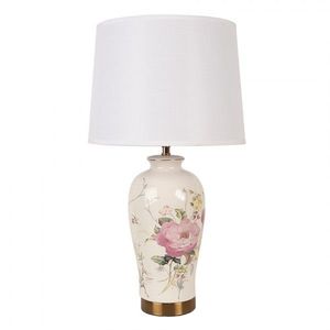 Stolní lampa s keramickou nohou s květy Flanniet - Ø 30*54 cm / E27 / max 60W 6LMC0083_antik obraz