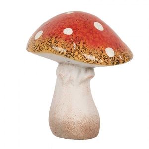 Bílo-červená keramická dekorace houba Muchomůrka M - 13*13*15 cm 6CE1753 obraz