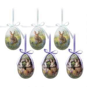 6ks dekorace závěsné vajíčko s králíčky Spring Egg - Ø 7*10 cm 65912 obraz