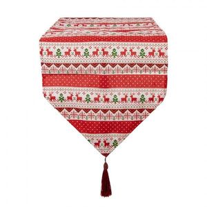 Červený běhoun se střapcem a jeleny Christmas Rustic - 33*180 cm KT065.014 obraz