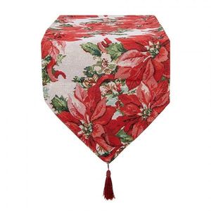Červený běhoun s vánočními hvězdami Christmas Rustic - 33*180 cm KT065.011 obraz