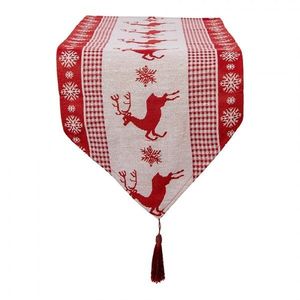 Béžovo-červený běhoun se střapcem a jeleny Christmas Rustic - 33*180 cm KT065.009 obraz