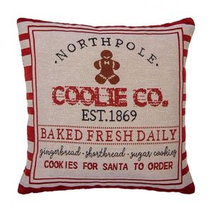 Béžovo-červený povlak na polštář s perníčkem Christmas Rustic - 44*44 cm KT021.386 obraz